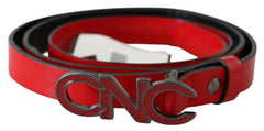 Costume National Red Black Reversible Leather Logo Buckle Belt -   -  Costume National.