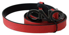 Costume National Red Reversible Leather Logo Belt -   -  Costume National.