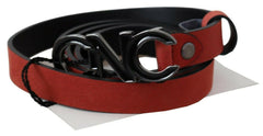 Costume National Red Black Leather Black Logo Buckle Blood Belt -   -  Costume National.