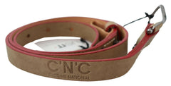 Costume National Beige Leather Silver Logo Buckle Waist Belt -   -  Costume National.