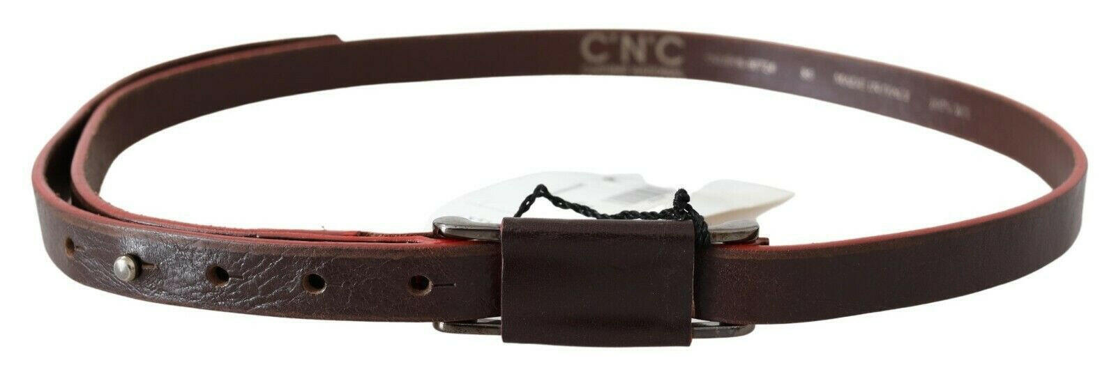 Costume National Brown Leather Double Rustic Silver Buckle Belt -   -  Costume National.