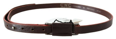 Costume National Brown Leather Double Rustic Silver Buckle Belt -   -  Costume National.