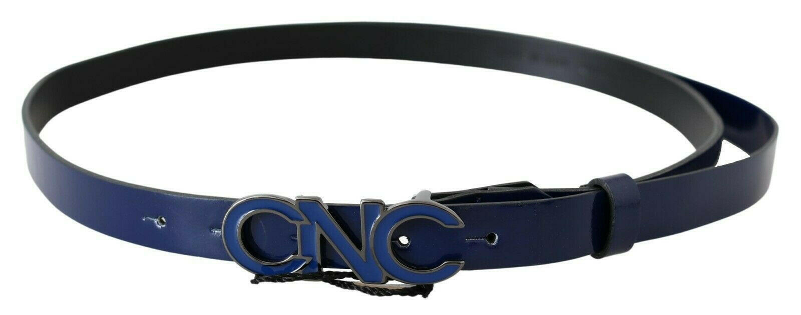Costume National Blue Leather Logo Skinny Fashion  Belt -   -  Costume National.