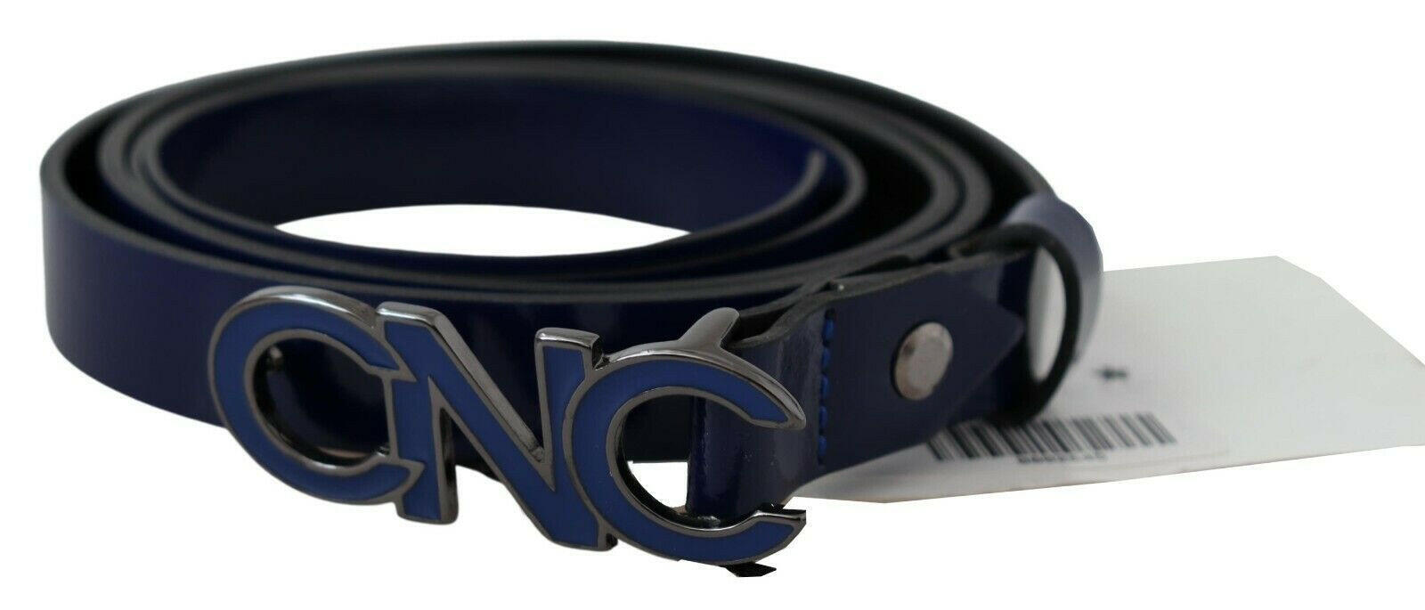Costume National Blue Leather Logo Skinny Fashion  Belt -   -  Costume National.