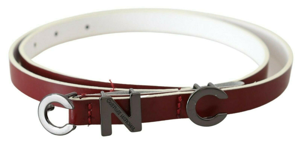 Costume National Maroon Leather Logo Skinny Fashion -   -  Costume National.