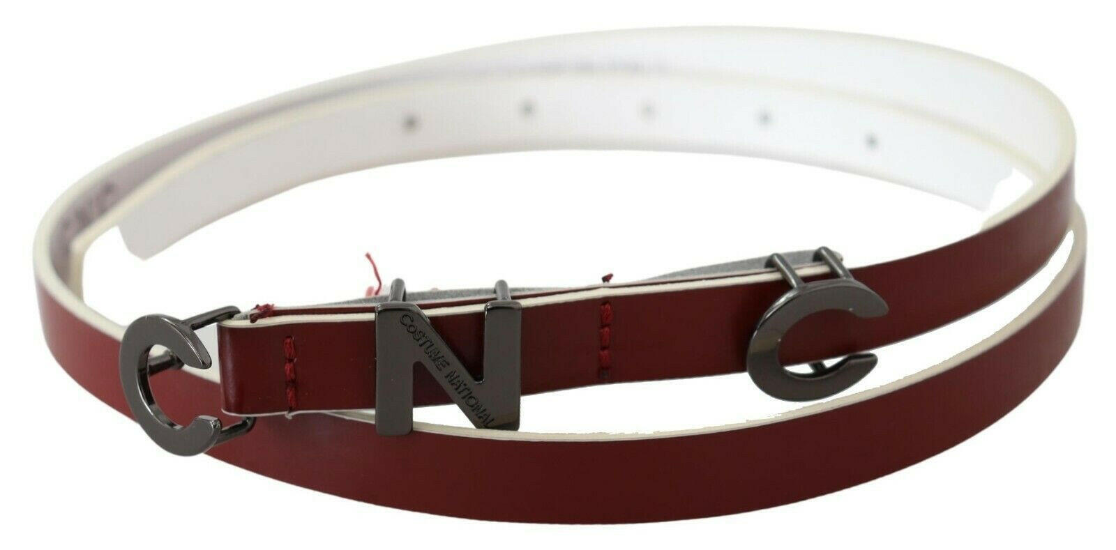 Costume National Maroon Leather Logo Skinny Fashion -   -  Costume National.