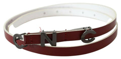 Costume National Maroon Leather Logo Skinny Fashion -   -  Costume National.