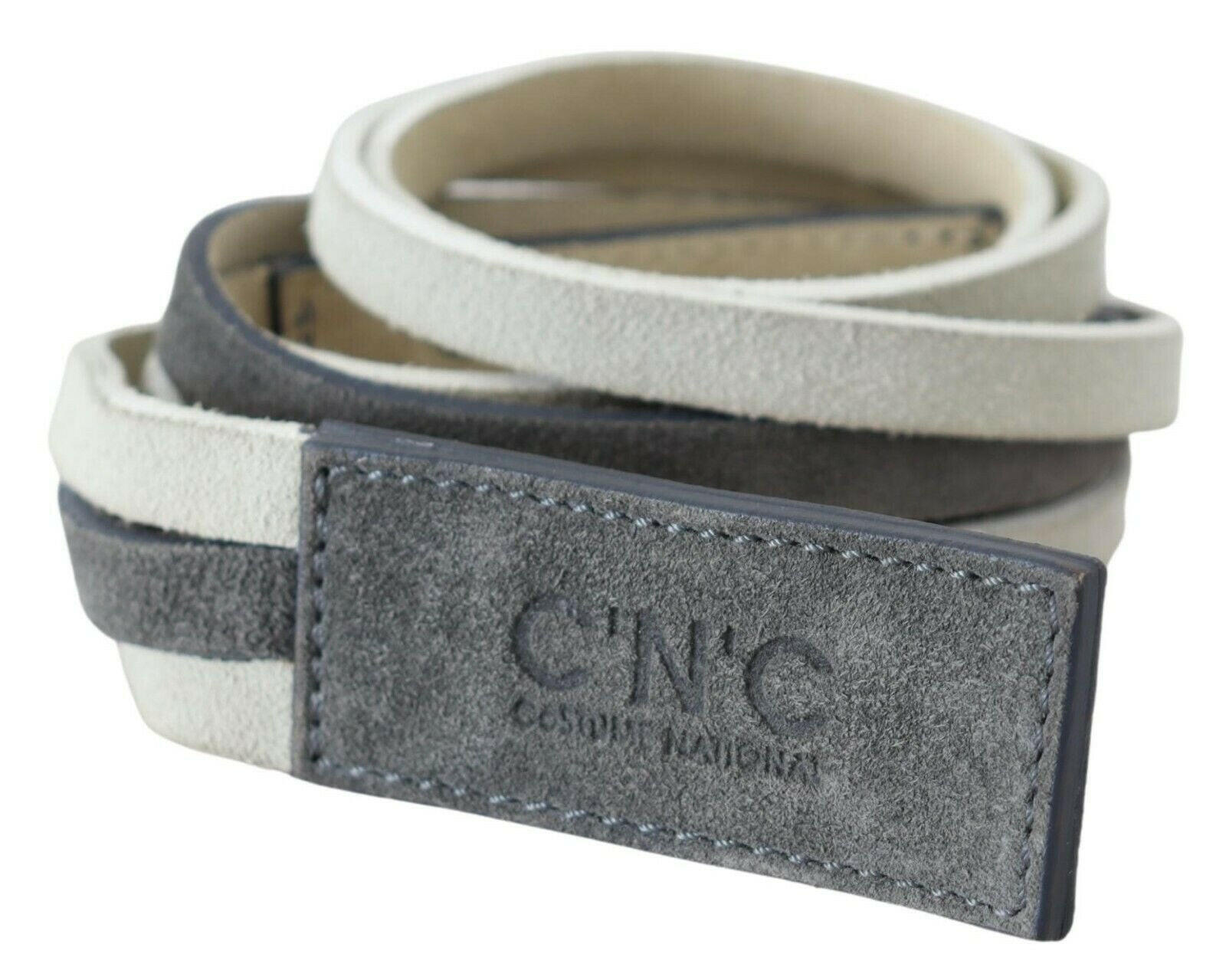 Costume National White Velvet Square Logo Design Waist Belt -   -  Costume National.