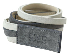 Costume National White Velvet Square Logo Design Waist Belt -   -  Costume National.