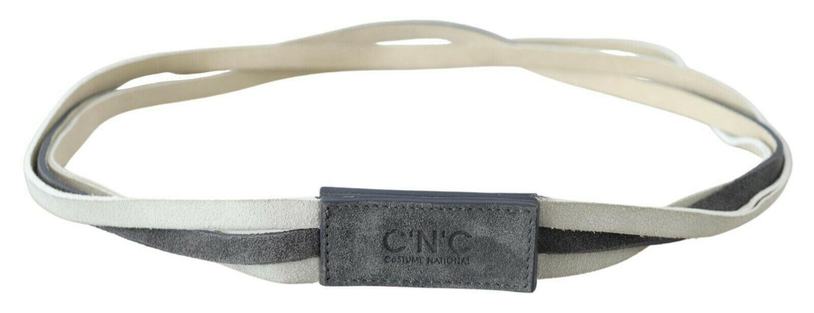 Costume National White Velvet Square Logo Design Waist Belt -   -  Costume National.
