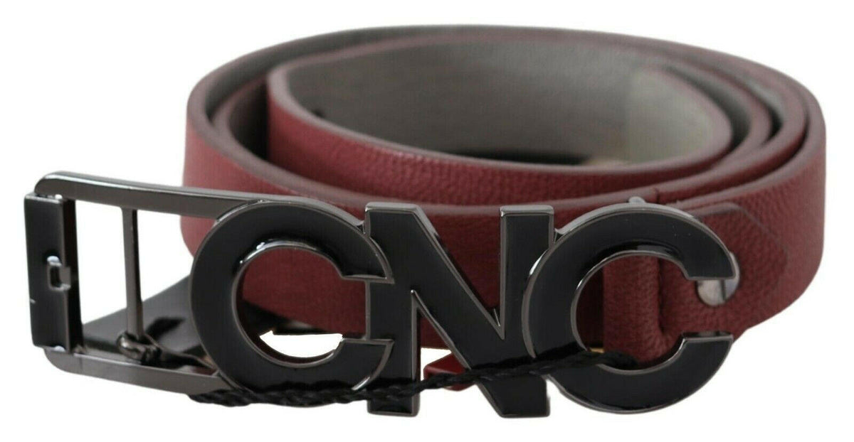 Costume National Maroon Skinny Leather Logo Fashion Belt -   -  Costume National.