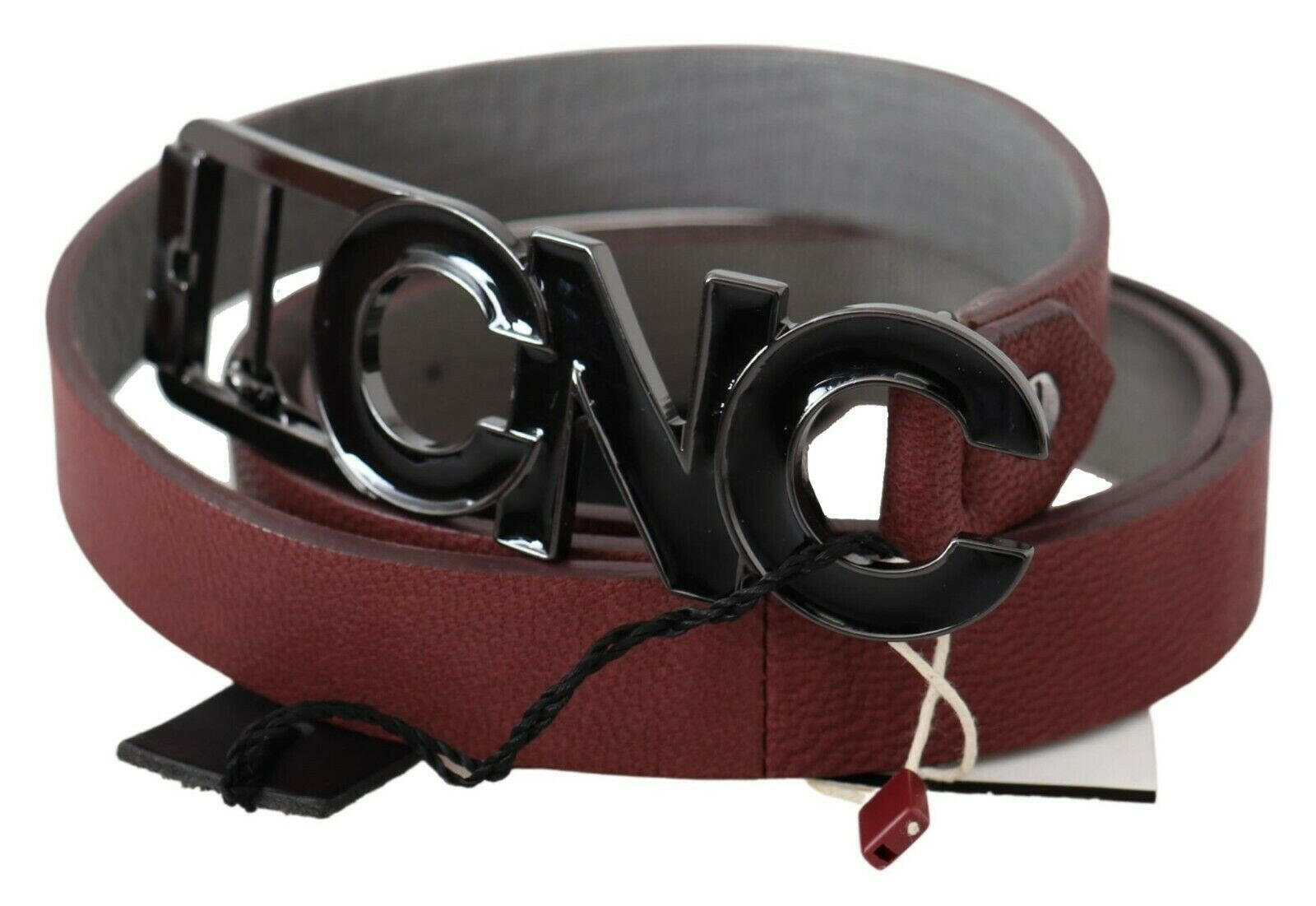 Costume National Maroon Skinny Leather Logo Fashion Belt -   -  Costume National.