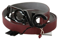 Costume National Maroon Skinny Leather Logo Fashion Belt -   -  Costume National.