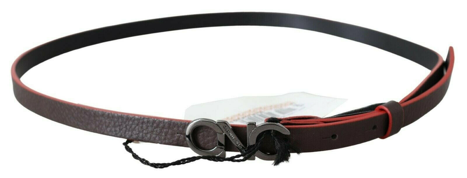 Costume National Black Maroon Skinny Leather Buckle Waist Belt -   -  Costume National.
