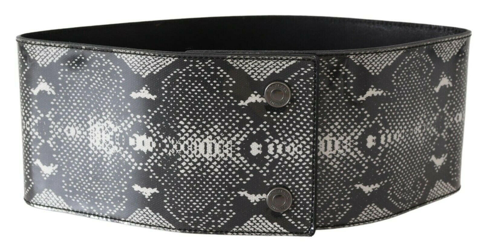 Ermanno Scervino Black Wide Leather Snakeskin Design Waist Belt -   -  Ermanno Scervino.