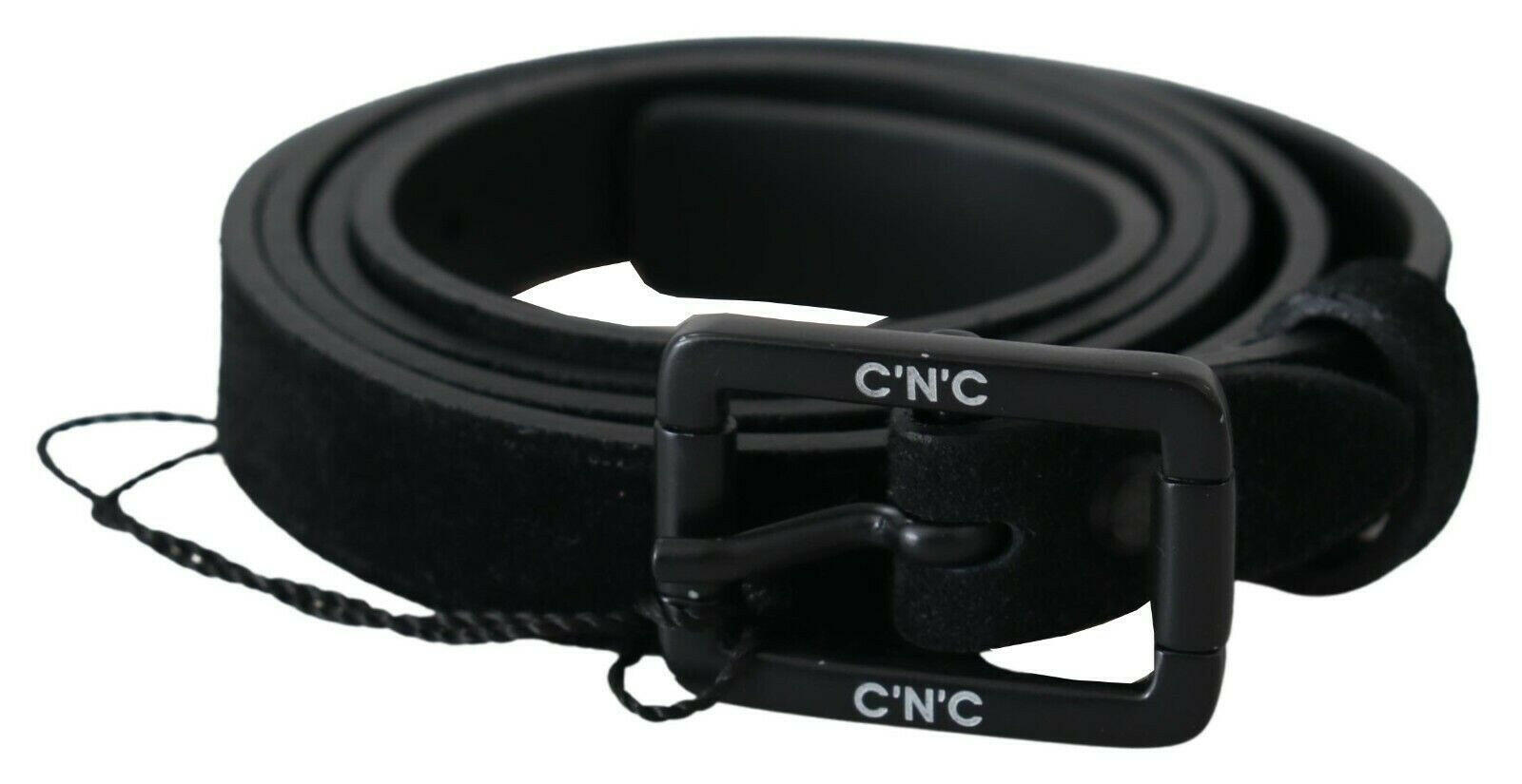 Costume National Black Leather Velvet Square Buckle Waist -   -  Costume National.