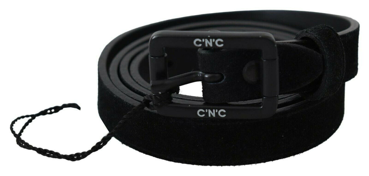 Costume National Black Leather Velvet Square Buckle Waist -   -  Costume National.