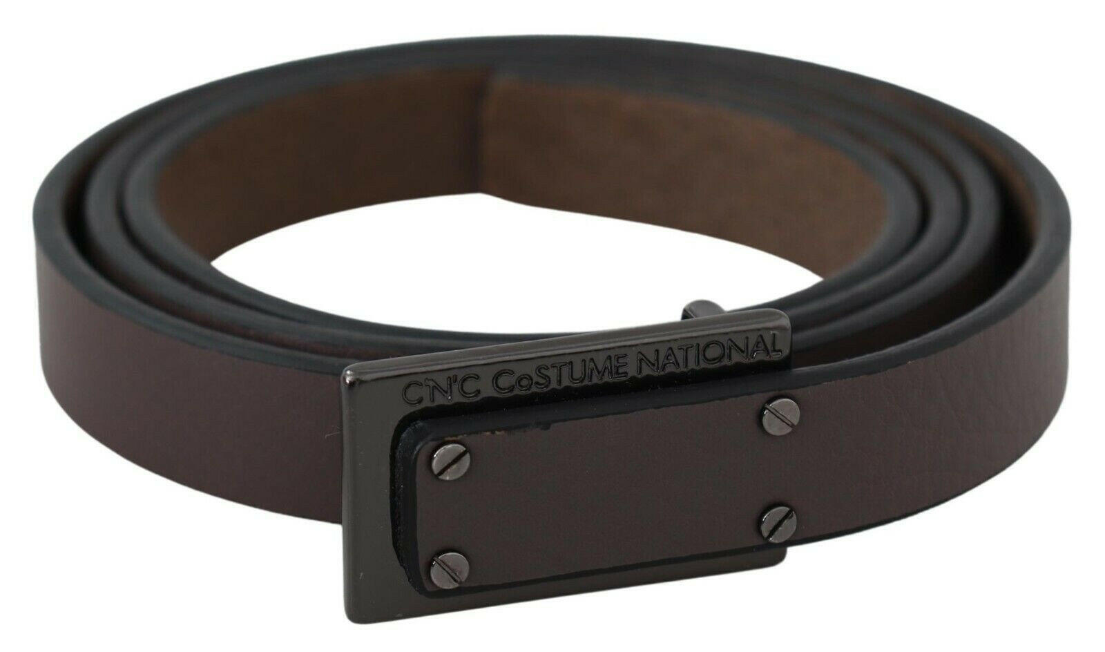 Costume National Brown Leather Tactical Logo Screw Buckle Belt -   -  Costume National.