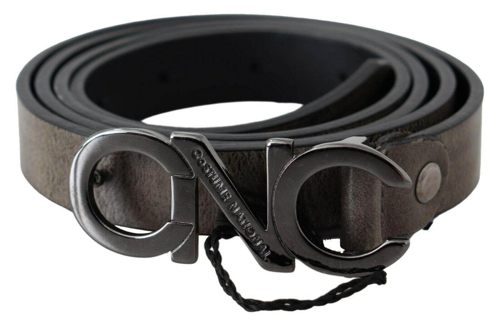 Costume National Dark Brown Leather Letter Logo Buckle Belt -   -  Costume National.