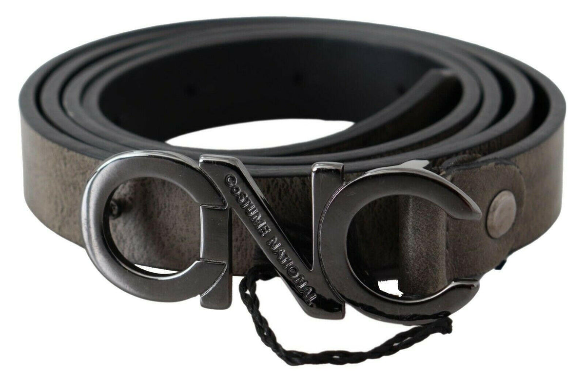 Costume National Dark Brown Leather Letter Logo Buckle Belt -   -  Costume National.