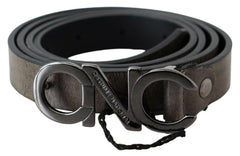 Costume National Dark Brown Leather Letter Logo Buckle Belt -   -  Costume National.