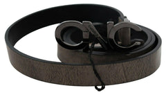 Costume National Dark Brown Leather Letter Logo Buckle Belt -   -  Costume National.