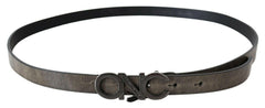 Costume National Dark Brown Leather Letter Logo Buckle Belt -   -  Costume National.