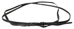 Costume National Black Leather Skinny Logo Buckle Belt -   -  Costume National.