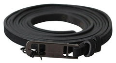 Costume National Black Leather Skinny Logo Buckle Belt -   -  Costume National.