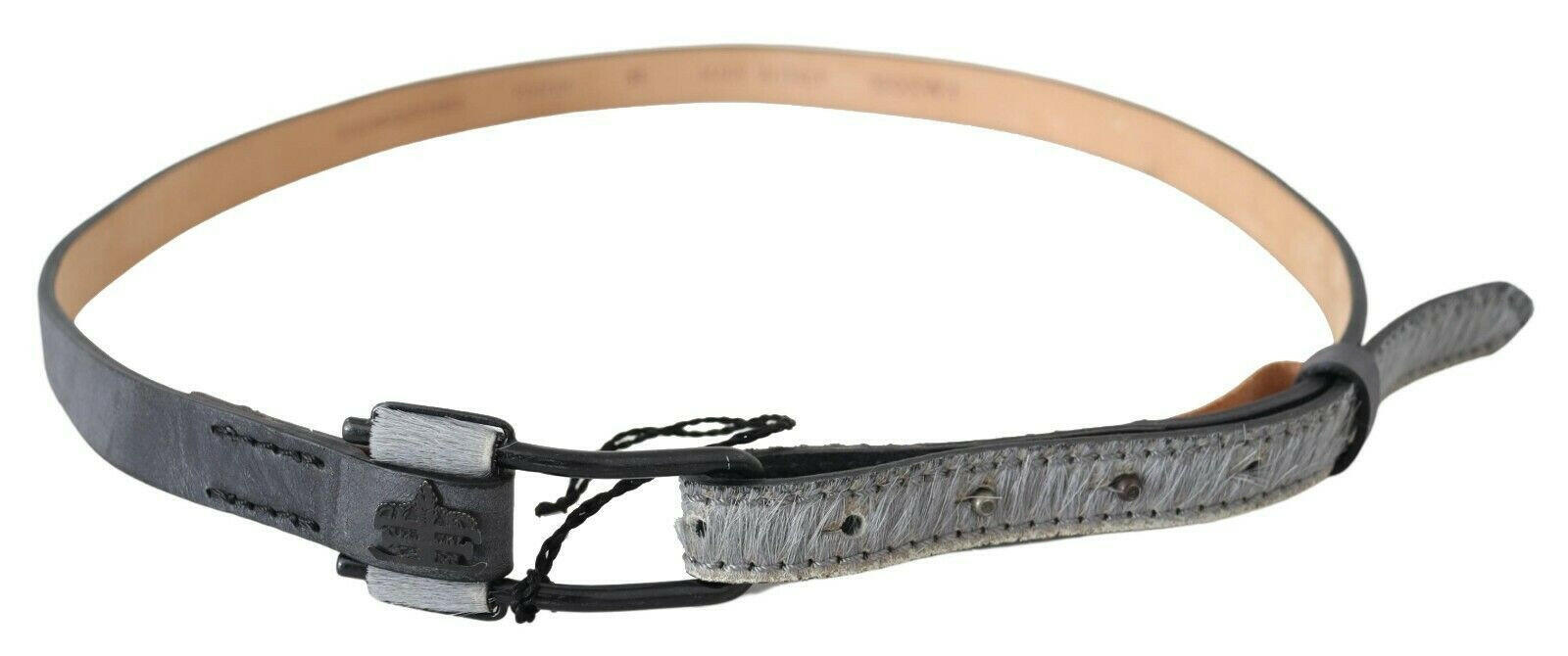 Ermanno Scervino Black Leather Fringes Logo Buckle Belt -   -  Ermanno Scervino.