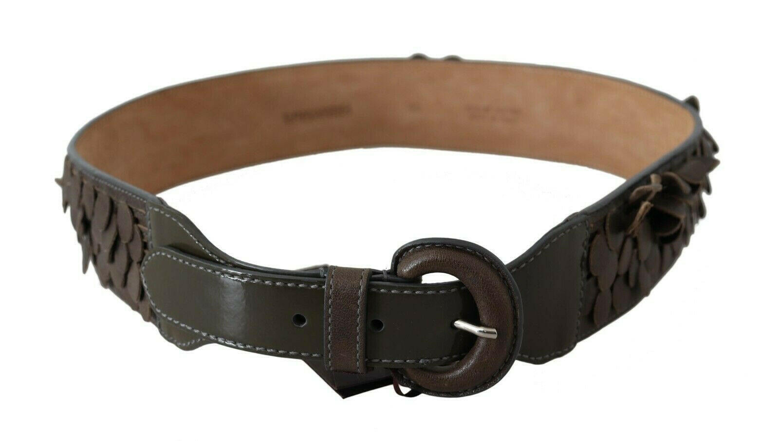 Ermanno Scervino Dark Brown Leather Round Buckle Waist Belt -   -  Ermanno Scervino.