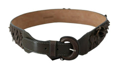 Ermanno Scervino Dark Brown Leather Round Buckle Waist Belt -   -  Ermanno Scervino.