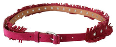 Ermanno Scervino Maroon Leather Fringes Silver Buckle Waist Belt -   -  Ermanno Scervino.