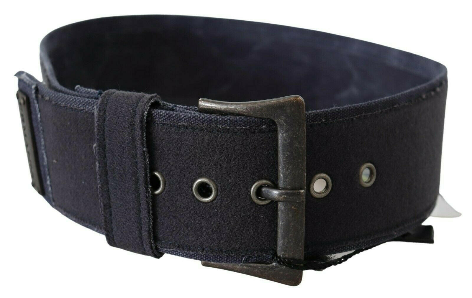 Ermanno Scervino Black Navy Blue Wide Square Rustic Buckle Belt -   -  Ermanno Scervino.