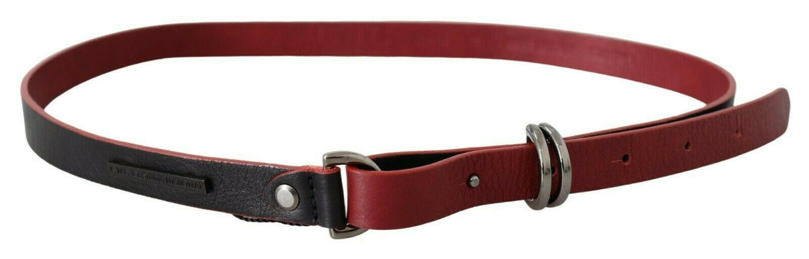 Costume National Black Red Skinny Leather Logo Belt -   -  Costume National.