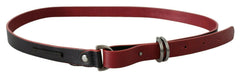 Costume National Black Red Skinny Leather Logo Belt -   -  Costume National.