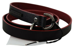 Costume National Black Red Skinny Leather Logo Belt -   -  Costume National.