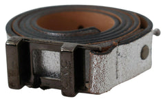 Costume National Brown Metallic Silver Leather Belt -   -  Costume National.