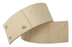 GF Ferre White Waxed Cotton Wide Fashion Belt -   -  GF Ferre.