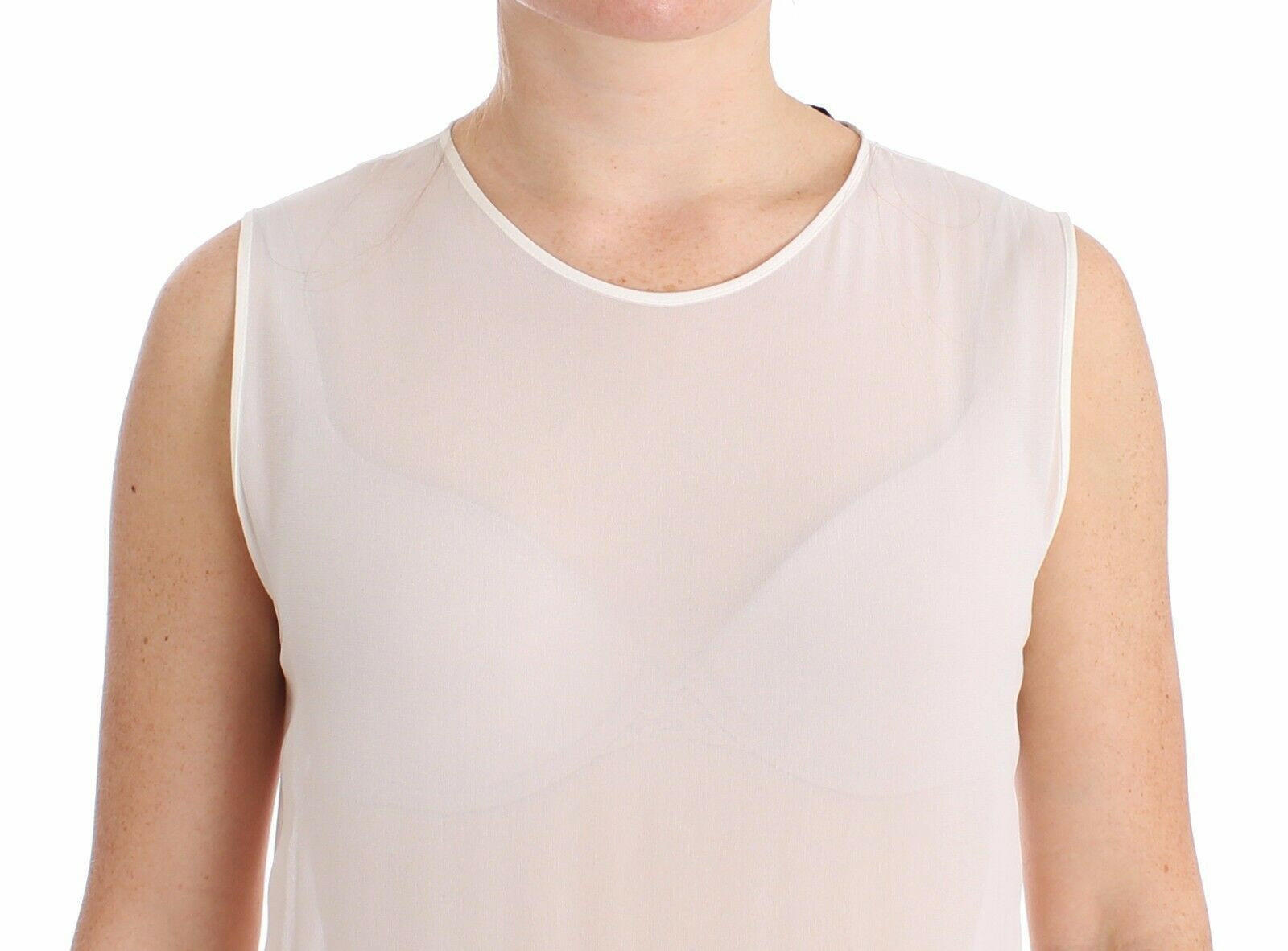 Koonhor White Pleated Bottom Tank Sheath Transparent Dress -   -  Koonhor.