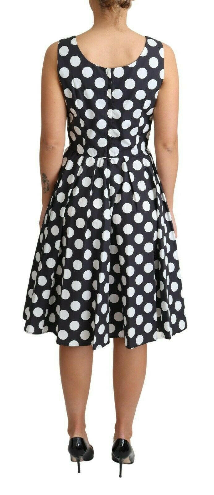Dolce & Gabbana Black Polka Dotted Cotton A-Line Dress -   -  Dolce & Gabbana.