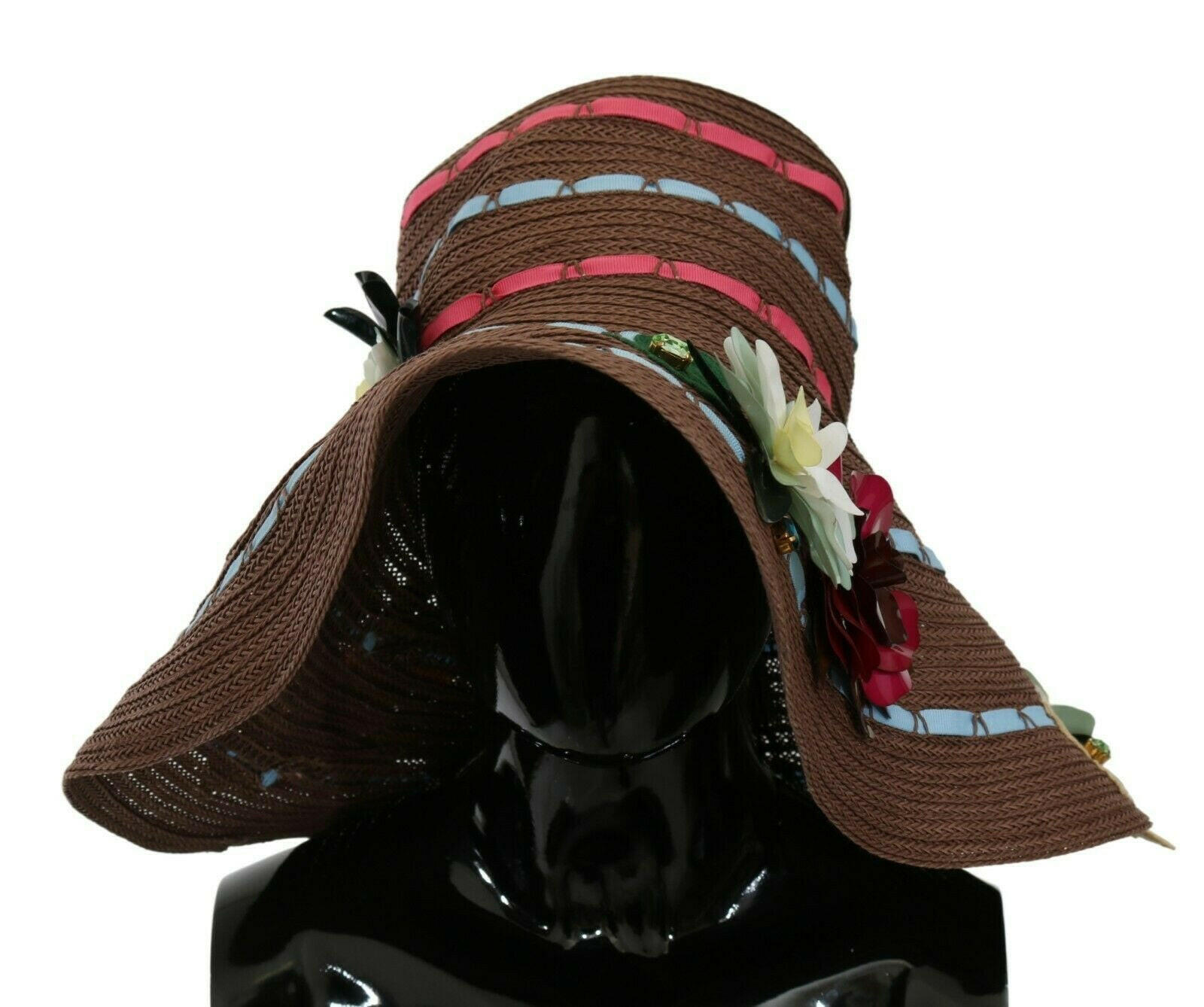 Dolce & Gabbana Brown Knitted Straw Floral Hat -   -  Dolce & Gabbana.