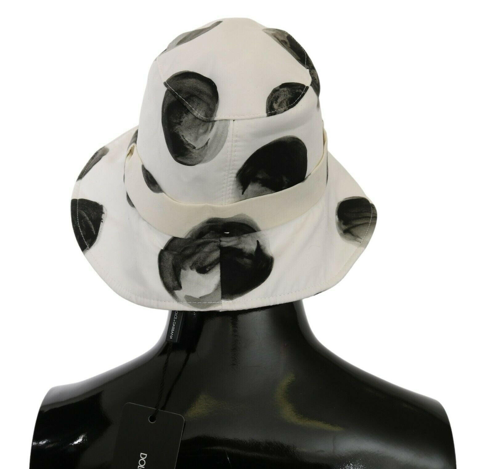 Dolce & Gabbana White Cotton Big Polka Dot Pattern Bucket Hat -   -  Dolce & Gabbana.