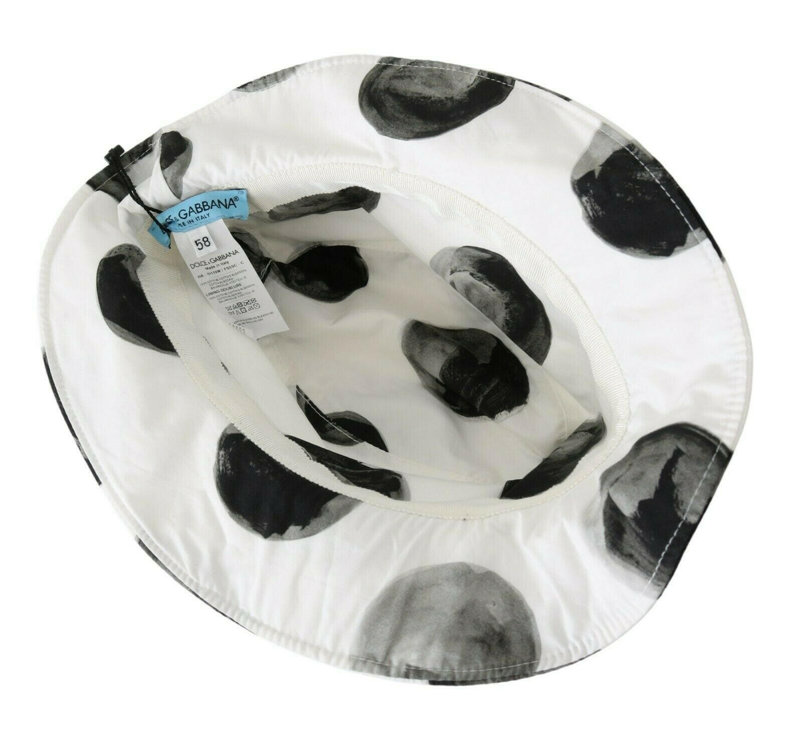 Dolce & Gabbana White Cotton Big Polka Dot Pattern Bucket Hat -   -  Dolce & Gabbana.