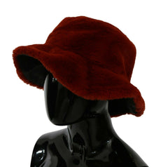 Dolce & Gabbana Red Bordeaux Fur Wide Brim Bucket  Hat -   -  Dolce & Gabbana.