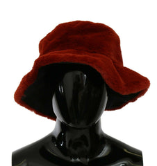 Dolce & Gabbana Red Bordeaux Fur Wide Brim Bucket  Hat -   -  Dolce & Gabbana.