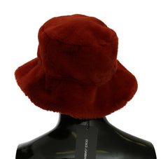 Dolce & Gabbana Red Bordeaux Fur Wide Brim Bucket  Hat -   -  Dolce & Gabbana.