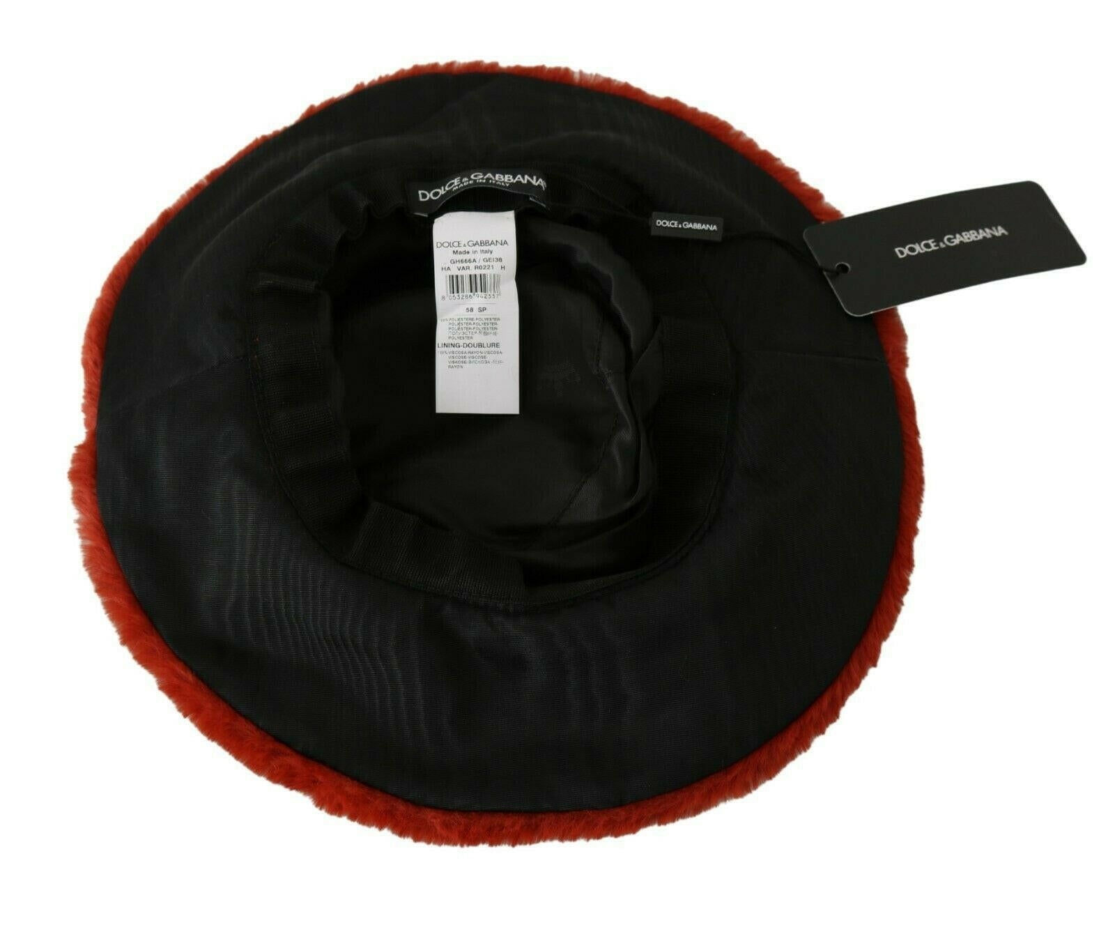 Dolce & Gabbana Red Bordeaux Fur Wide Brim Bucket  Hat -   -  Dolce & Gabbana.