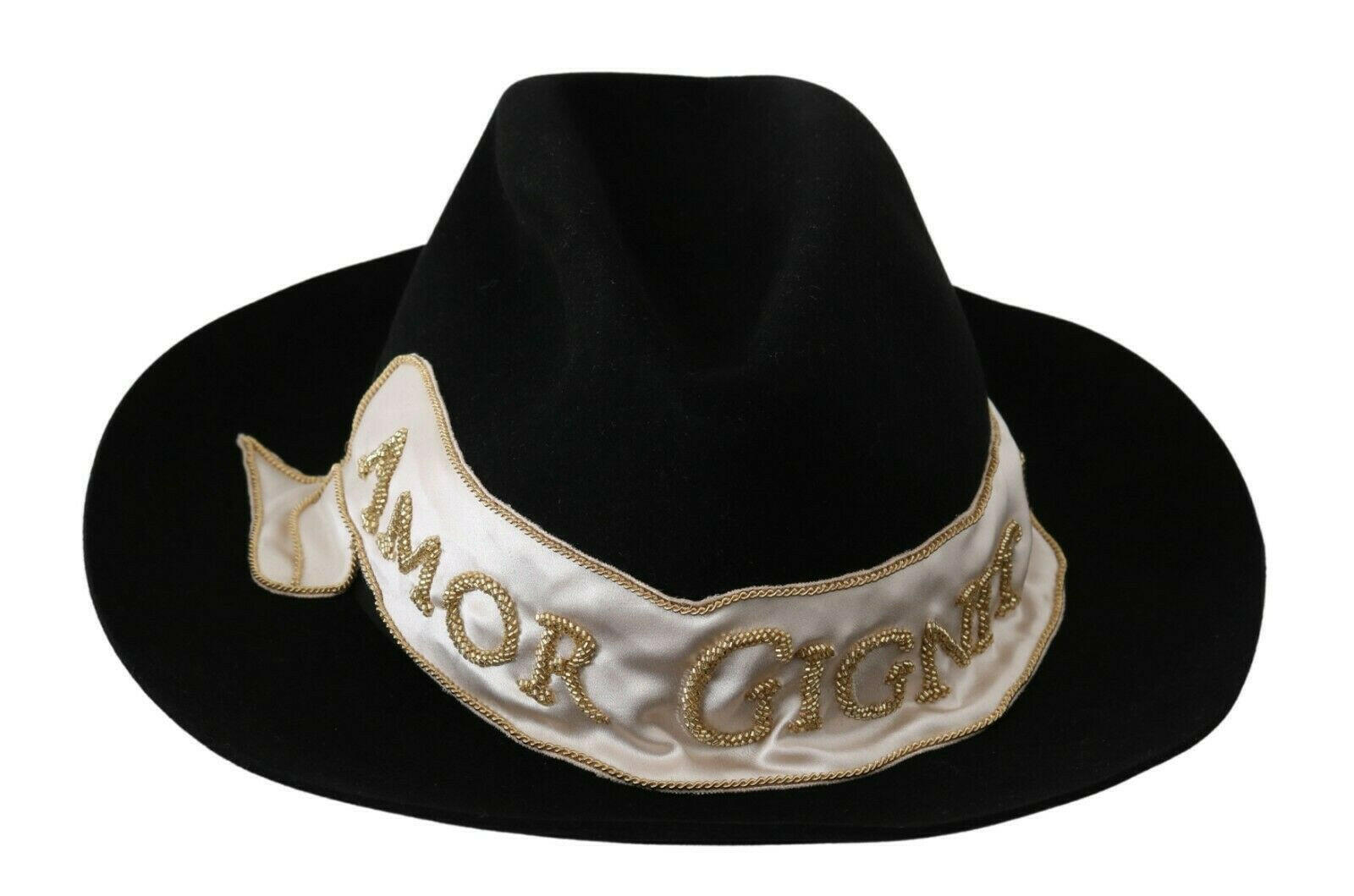 Dolce & Gabbana Black Lapin Amor Gignit Wide Brim Panama Hat -   -  Dolce & Gabbana.