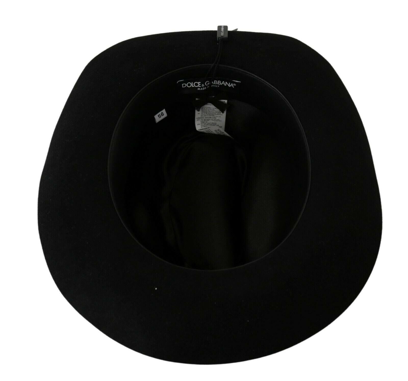 Dolce & Gabbana Black Lapin Amor Gignit Wide Brim Panama Hat -   -  Dolce & Gabbana.